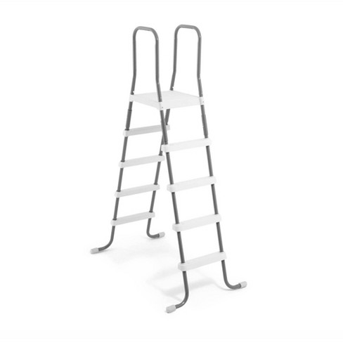 pool intex swimming ladder entry ground above step frame steel target