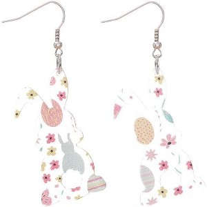 Playful Bunny Drop Earrings - Whimsical Acrylic Animal Design, a Charming Statement for Seasonal Celebrations - 1 of 4