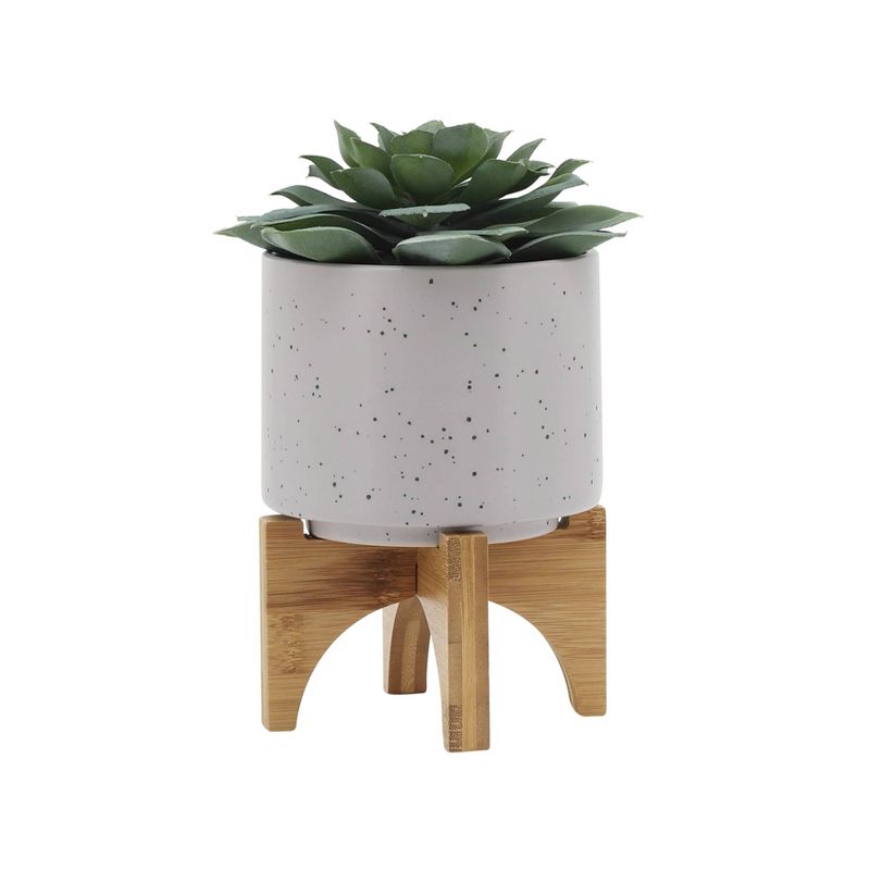 Sagebrook Home Round Matte Ceramic Indoor Outdoor Planter Pot with Stand, 4 of 10