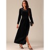 INSPIRE CHIC Women's Elegant V Neck Long Sleeve High Waist Split Hem Dress - 2 of 4