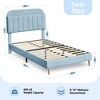 Velvet Upholstered Twin Bed Frame with Storage Headboard for Kids - Quiet Wood Slat Support, Easy Assembly, No Box Spring Needed - 2 of 4