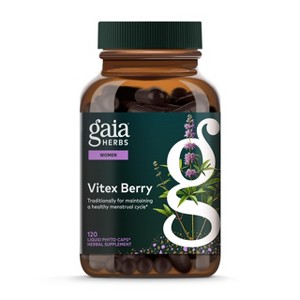 Gaia Herbs Vitex Berry - Support Hormone Balance for Women & a Healthy Menstrual Cycle* - 120 Vegan Liquid Phyto-Capsules (60-Day Supply) - 1 of 4