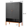 Vynxaria Black Double Door Shoe Cabinet with Adjustable Storage - 3 of 4