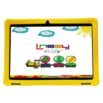 LINSAY 10.1"Octa Core 128GB Storage Android 14 Tablet with Yellow Kids Defender Case