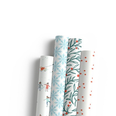 Two-Sided "Winter Wonderland" & "Wreath" Heavyweight Christmas/Holiday Gift Wrap by Ramus & Co (Eight Sheets)