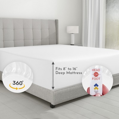 Bright White Cotton Sateen Deep Pocket King Fitted Sheet