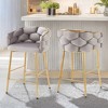 28" Velvet Upholstered Counter Stools Set of 2 with Soft Back, Cushioned Seat, Footrest, and Metal Frame for Kitchen, Bedroom - 2 of 4