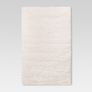 4'x5'6" Washable Plush Shag Accent Rug Cream - Room Essentials™: High Pile, Skid-Resistant, Bedroom Area Rug - 1 of 3