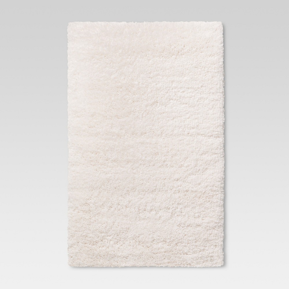 Photos - Area Rug 4'x5'6" Washable Plush Shag Accent Rug Cream - Room Essentials™