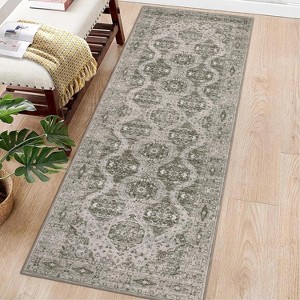 Runner Retro Vintage Irregular Pattern Thin Washable Non Skid for Entryway Bedroom Kitchen Office & Dining Table - 1 of 4