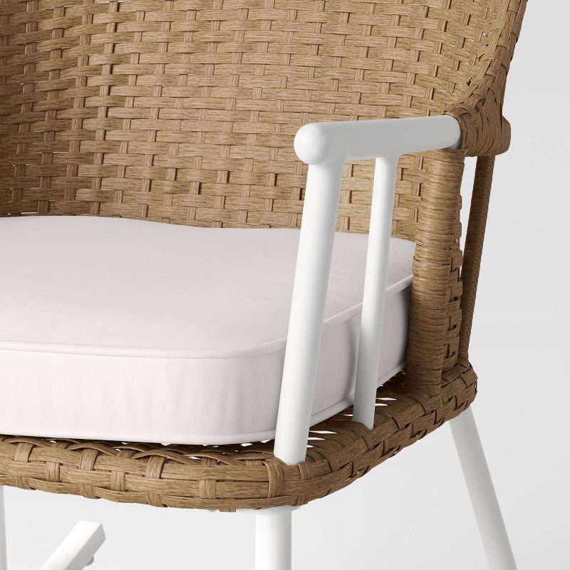 Windsor Steel &#38; Wicker Outdoor Patio Chair, Rocking Chair White - Threshold&#8482; designed with Studio McGee, 6 of 8