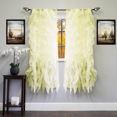 Chic Sheer Voile Vertical Ruffled Tier Window Single Panel Curtain by Sweet Home Collection®