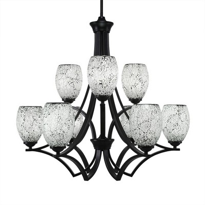 Toltec Lighting Zilo 9 - Light Chandelier in  Matte Black with 5" Black Fusion Shade