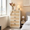 Rattan 5 Drawer Dresser, 46.7in Tall Antique White 5 Chest of Drawers with Metal Handles and Wooden Sturdy Base for Bedroom Living Room Nursery - 4 of 4
