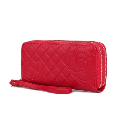MKF Collection Honey Genuine Leather Quilted Flower-Embossed Women’s Wristlet Wallet by Mia K