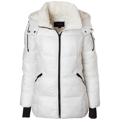 Sportoli Womens Winter Coat Reversible Faux Fur Lined Quilted Puffer Jacket  : Target