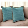 Set of Two 20" Turquoise Cotton And Jute Throw Pillows with Texture - 2 of 4