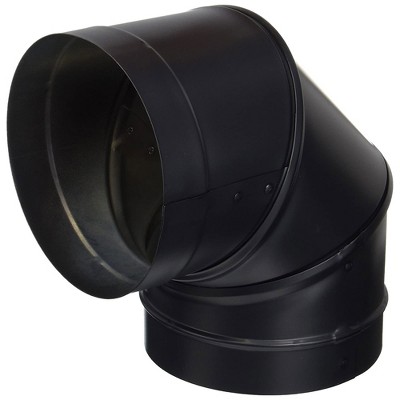 DuraVent DuraBlack 6 Inch 24 Gauge 430 Stainless Steel Easy Installation Single Wall Wood Burning Stove 90 Degree Elbow Connector, Black