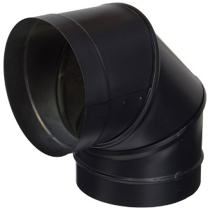 DuraVent DuraBlack 6 Inch 24 Gauge 430 Stainless Steel Easy Installation Single Wall Wood Burning Stove 90 Degree Elbow Connector, Black - 1 of 4