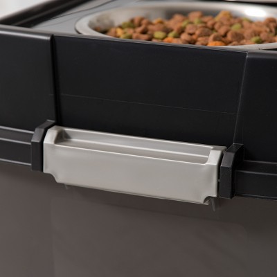 Iris Large Black Stainless Steel Elevated Feeder with Airtight Storage