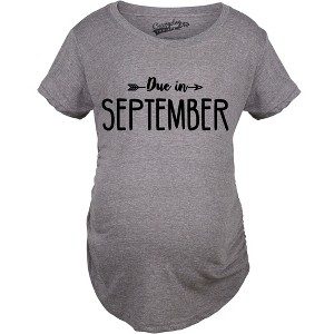 Maternity Due In January Funny T shirts Pregnant Shirts Announce Pregnancy Month Shirt - Crazy Dog Maternity T Shirt - 1 of 4