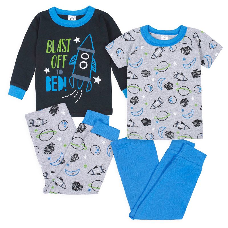Gerber Infant & Toddler Boys' Snug Fit Cotton Pajamas, 4-Piece Set, 1 of 10