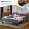 QingMoon Twin Upholstered Sofa Bed, Linen Daybed Frame with Adjustable Storage Headboard, Wireless Charging Station and Drawers for Bedroom - 2 of 4