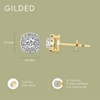 Gilded Lab-Grown Diamond Sterling Silver & 14KT Yellow Gold-Plated Silver Stud Earrings for Women, Cushion Halo Shaped, 1/4, 1/2, 1 Carat Total Weight - 4 of 4