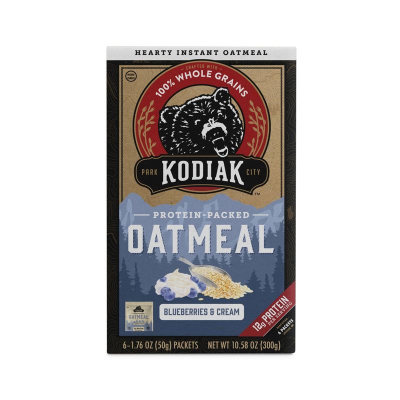 Kodiak Protein-Packed Instant Oatmeal Blueberries &#38; Cream - 6ct, 1 of 8