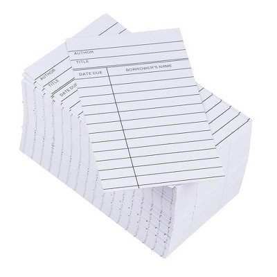 Sustainable Greetings 250-Count Library Checkout Cards, Due Date Note Cards for School Library Book Borrowing, White, 3" x 5"