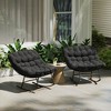 Outsunny Outdoor Rocking Chair Set of 2, Oversized Rocking Papasan Chairs with Cushions, Black - 2 of 4