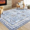 Machine Washable Vintage Floral Area Rug Ultra Thin Non Slip Carpet Stain Resistant Floral Printed  Floor Mat for Living Room Bedroom Kitchen - 2 of 4