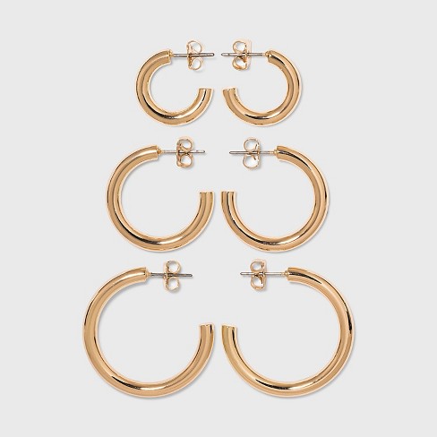 Gold Hoop Earrings Set