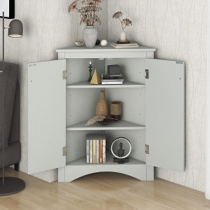 Bella Depot Corner Storage Cabinet with Adjustable Shelves, Freestanding Floor Cabinet - 1 of 4