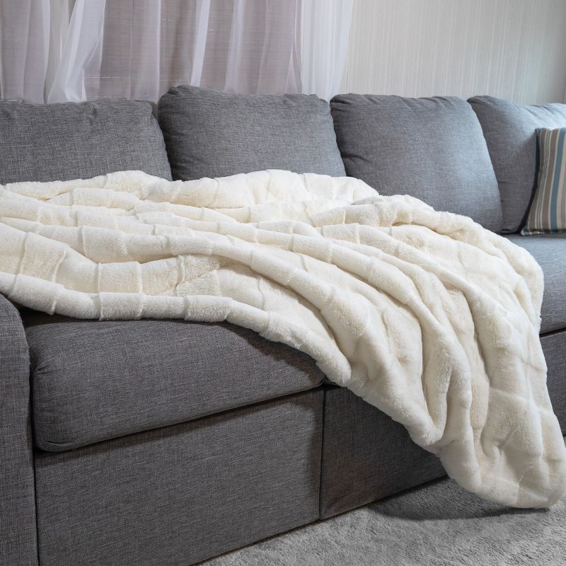 Lavish Home 60x80 Jacquard Faux Fur Blanket, 4 of 11