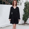 Anna-Kaci Women's Ruffle Chiffon V-Neck Bell Sleeves Beltd Midi Flowy Swing Skater Dress - 3 of 4
