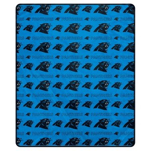 NFL Carolina Panthers Repeat Logo Wordmark Throw Blanket - 1 of 2