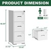 Yukimo 40"H Narrow Metal Vertical File Cabinet with Lock - White Steel Filing Cabinet, Anti-Tilt & Label Slots for Home/Office - 3 of 4