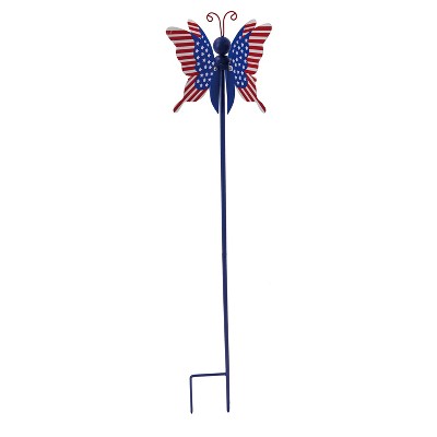 Evergreen Flag  Beautiful Butterfly Americana Spinning Garden Stake - 6 x 6 x 28 Inches Homegoods and Decorations for Every Space