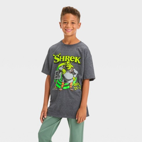 Boys' Shrek 'keep Out' Short Sleeve Graphic T-shirt - Charcoal