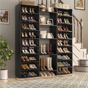Besiost 10-Tier Shoes Rack with 23 Adjustable Shelves, Shoes Storage Cabinet, Black - 1 of 4