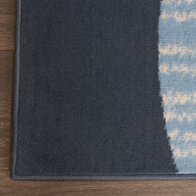 Midnight Blue and Gray Abstract Geometric Area Rug