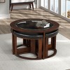 Cylina Solid Wood Glass Top Round Table Set, Coffee Table with 4 Stools - 2 of 4