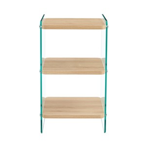 GlasFlength Coffee Tables Modern Three Tier Bedside Cabinet Glass Sided Storage Solution For Bedroom Living Room, Beige, 14"*14"*23.6" - 1 of 4