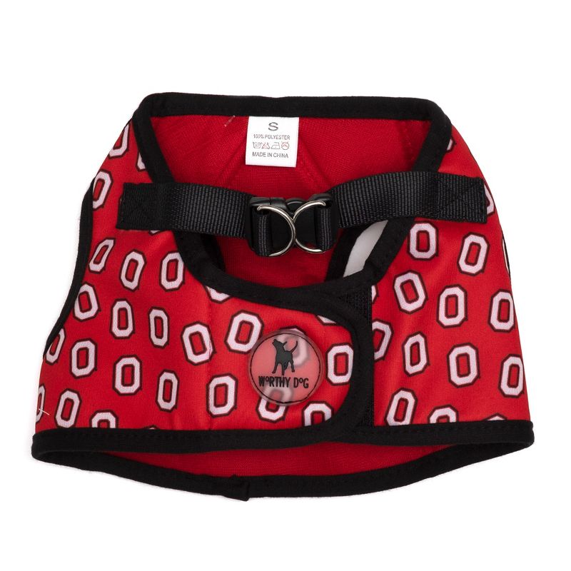 The License House Ohio State Buckeyes Dog Tossed Block O Printed Sidekick Harness Vest, 1 of 3