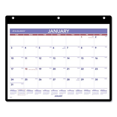 Monthly Desk/Wall Calendar with Plastic Backboard and Bonus Pages, 11 x 8, White/Violet/Red Sheets, 12-Month (Jan-Dec): 2025