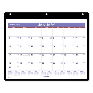 Monthly Desk/Wall Calendar with Plastic Backboard and Bonus Pages, 11 x 8, White/Violet/Red Sheets, 12-Month (Jan-Dec): 2025 - 1 of 4