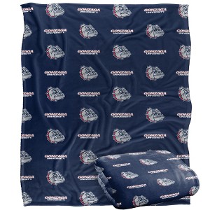 Gonzaga University Logo Pattern Silky 50x60 Blanket, 1 Sided - 1 of 4
