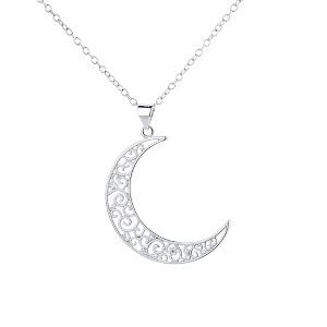 Sterling Silver Filigree Moon Pendant Necklace - 1 of 4