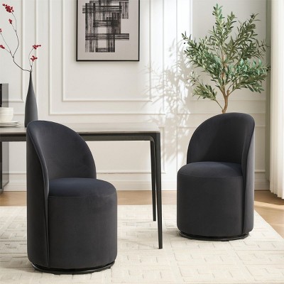 21.25" Small Swivel Boucle Barrel Armless Dining Chair Set of 1,Round Upholstered Accent Vanity Side Chair–The Pop Home